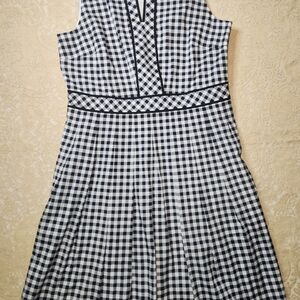 Talbots Elegant Midnight-Blue Black and White Checkered Dress